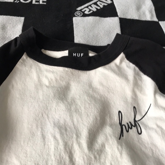 HUF Black & White Mid Sleeve Tee Size M - Picture 1 of 4